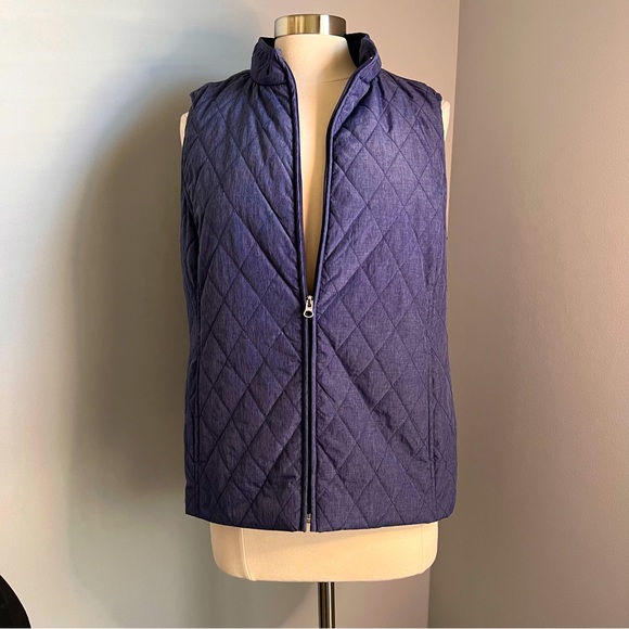 croft & barrow Jackets & Blazers - Croft & Barrow Size L Blue Quilted Zipper Puffer Vest Toggle Back